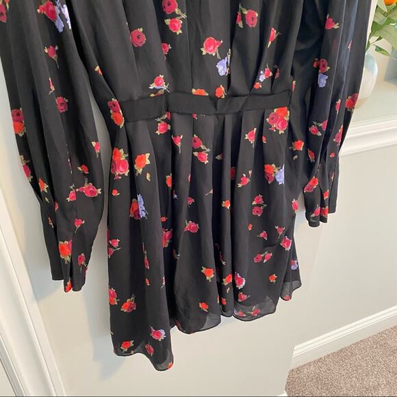 JASON WU Black Rose Floral Long Sleeve Mini Dress 10 - Picture 10 of 15
